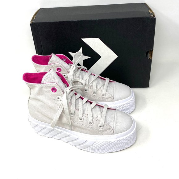 Converse CTAS Lift 2X Hi Pale Putty Platform Pink Canavs Sneakers Womens 571676C - Picture 2 of 10